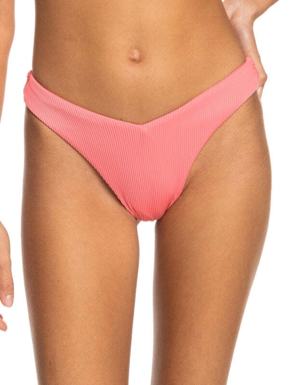 NWT Roxy Ribbed High Leg Cheeky Bikini swim Bottoms Tea Rose S pink